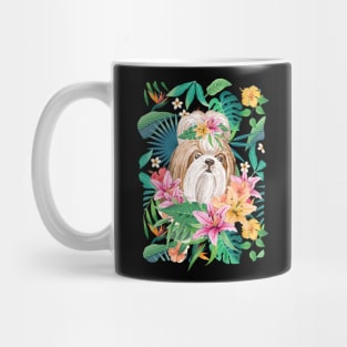 Tropical Long Haired Gold Red White Shih Tzu 13 Mug